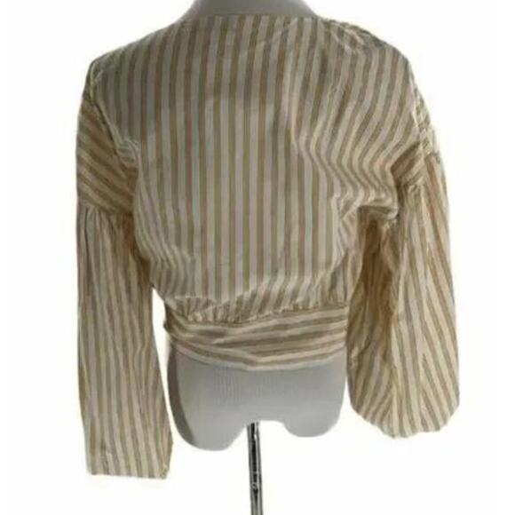 Derek Lam 10 Crosby Cropped Bell Sleeve Tie Waist Blouse Top Size 14 - Picture 7 of 10